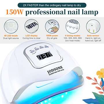 JODSONE 32 Colors Nail Polish Set With UV Light Manicure Nail Tools Nail Art Manicure Salon DIY at Home