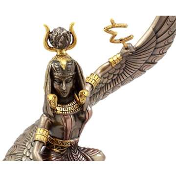 Ebros Gift Egyptian Goddess of Motherhood and Magic Isis Ra with Open Wings Holding Ankh and Weapon Figurine 9" H Decorative Gods of Egypt Statue Collectible