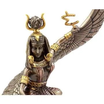 Ebros Gift Egyptian Goddess of Motherhood and Magic Isis Ra with Open Wings Holding Ankh and Weapon Figurine 9" H Decorative Gods of Egypt Statue Collectible