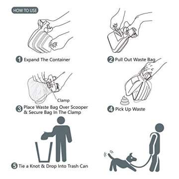 Jondarla Pooper Scooper, Portable and Handheld Size for Walking Large and Small Dogs Outside Yard or Travel Outdoors, Pup Poop Scoop with Container and 30pcs Pet Waste Bag Attachment