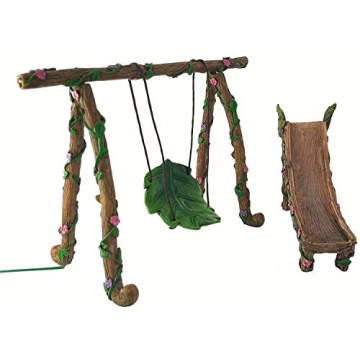 Fairy and Gnome Miniature Swing and Slide Set - A Fairy Garden Accessory