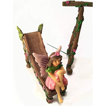 Enchanting Fairy and Gnome Miniature Swing and Slide Set