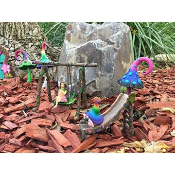 Enchanting Fairy and Gnome Miniature Swing and Slide Set