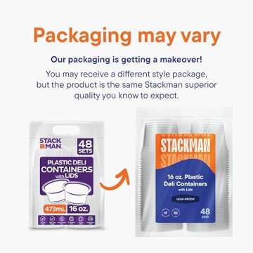 Deli Containers with Lids [48 Sets - 16 oz.] Pint Plastic Soup Container - Disposable Deli Food Storage Containers with Airtight Lids for Freezer & Restaurant Takeout