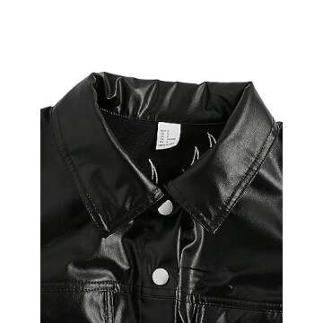 WDIRARA Women's Leather Fringe Jacket Fire Print Button Front Crop Casual PU Blazer with Pocket Black Multi M