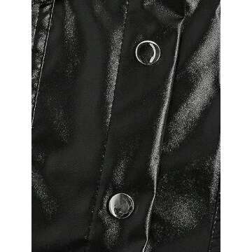 WDIRARA Women's Leather Fringe Jacket Fire Print Button Front Crop Casual PU Blazer with Pocket Black Multi M