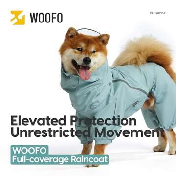 WOOFO Full-Coverage Dog Raincoat, Full Wrap Design for Full Protection, Super Lightweight, Comfortable, Adjustable&Easy to Wear Dog Rain Jacket, Features Detachable Cap&Reflective Strip (Mint, 2XL)