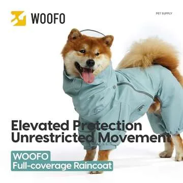 WOOFO Full-Coverage Dog Raincoat, Full Wrap Design for Full Protection, Super Lightweight, Comfortable, Adjustable&Easy to Wear Dog Rain Jacket, Features Detachable Cap&Reflective Strip (Mint, 2XL)