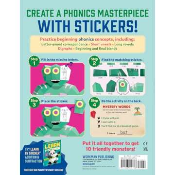 Learn by Sticker: Beginning Phonics: Use Phonics to Create 10 Friendly Monsters! (Learn by Sticker, 2)