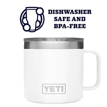 YETI Rambler 14 oz Mug, Stainless Steel, Vacuum Insulated with Standard Lid, White