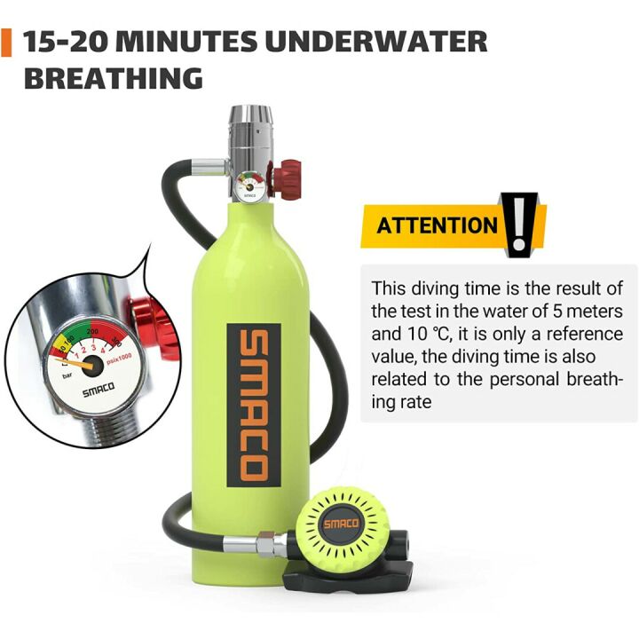 SMACO 1L Mini Scuba Tank S400 for Safe Diving Adventures
