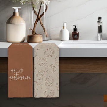 FIicy Fall Pumpkin Kitchen Towels Set - 2 Decorative Towels