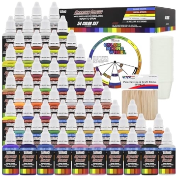U.S. Art Supply 54 Color Ultimate Acrylic Airbrush, Leather & Shoe Paint Set with Cleaner, Thinner, ...