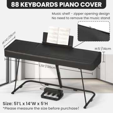 BENVOL 88 Keys Piano Cover - Waterproof Dustproof Keyboard Protector with Music Stand Zipper, Adjust...