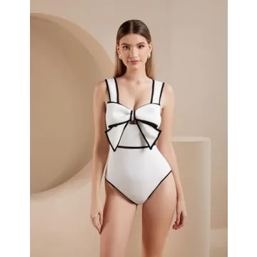 FLAXMAKER Stylish Black and White One-Piece Swimsuit