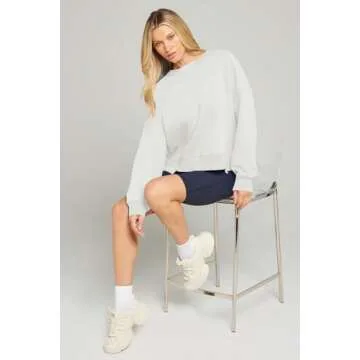MEROKEETY Oversized Cropped Sweatshirt for Ultimate Comfort and Style