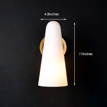 JimmyRaiden Bianco Brass Wall Sconce, Indoor Wall Lighting Bedroom Bedside Wall Lamp with Milky White Glass Shade Vanity Lighting Fixture