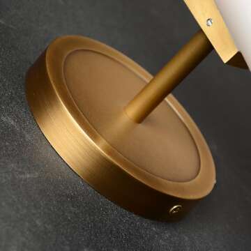 JimmyRaiden Bianco Brass Wall Sconce, Indoor Wall Lighting Bedroom Bedside Wall Lamp with Milky White Glass Shade Vanity Lighting Fixture