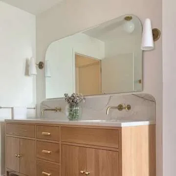 JimmyRaiden Bianco Brass Wall Sconce, Indoor Wall Lighting Bedroom Bedside Wall Lamp with Milky White Glass Shade Vanity Lighting Fixture