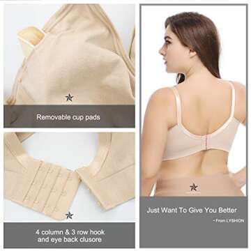 LYSHION Nursing Bra - Full Bust Seamless Nursing Maternity Breastfeeding Bras with High Elasticity a...