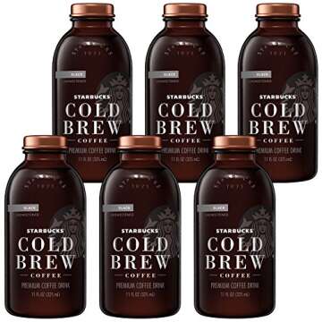 Starbucks Cold Brew Coffee, Black Unsweetened, 11 oz Glass Bottles, 6 Count