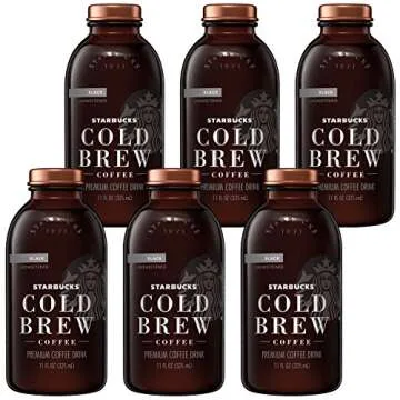 Starbucks Cold Brew Coffee, Black Unsweetened, 11 oz Glass Bottles, 6 Count