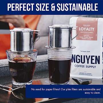 Nguyen Coffee Supply - Original Phin Filter: Stainless Steel 4oz Chamber 3.25 inch plate Diameter, P...
