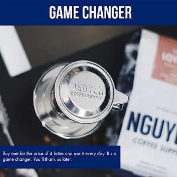 Nguyen Coffee Supply - Original Phin Filter: Stainless Steel 4oz Chamber 3.25 inch plate Diameter, Perfect Cup of Phin Drip Coffee in 5 minutes [4 oz]