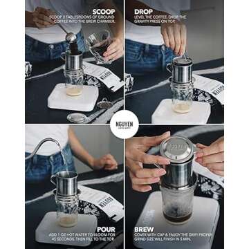 Nguyen Coffee Supply - Original Phin Filter: Stainless Steel 4oz Chamber 3.25 inch plate Diameter, Perfect Cup of Phin Drip Coffee in 5 minutes [4 oz]