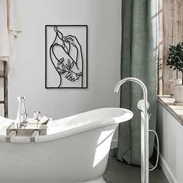 CHENGU 3 Pieces Metal Minimalist Abstract Woman Wall Art Line Drawing Wall Art Decor Single Line Female Home Hanging for Kitchen Bathroom Living Room