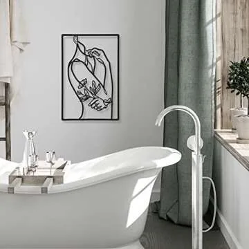 CHENGU 3 Pieces Metal Minimalist Abstract Woman Wall Art Line Drawing Wall Art Decor Single Line Female Home Hanging for Kitchen Bathroom Living Room