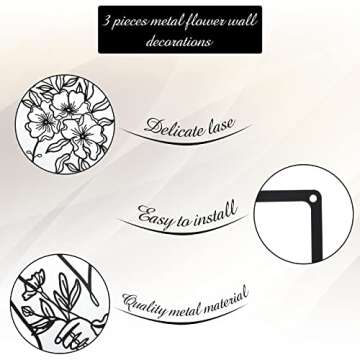 CHENGU 3 Pieces Metal Minimalist Abstract Woman Wall Art Line Drawing Wall Art Decor Single Line Female Home Hanging for Kitchen Bathroom Living Room