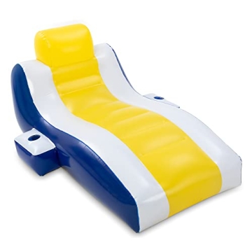 Sloosh Inflatable Pool Recliner, Comfortable Pool Float Lounge Raft with Cupholders for Adults Kids ...