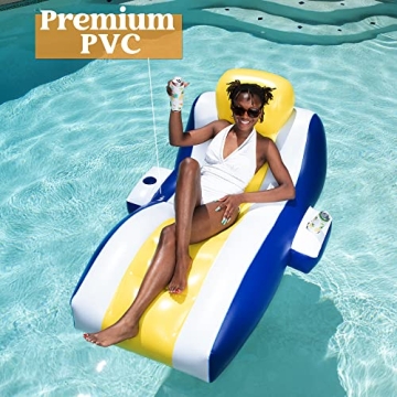 Sloosh Inflatable Pool Recliner with Dual Cup Holders