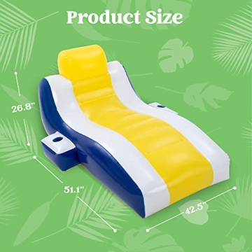 Sloosh Inflatable Pool Recliner with Dual Cup Holders