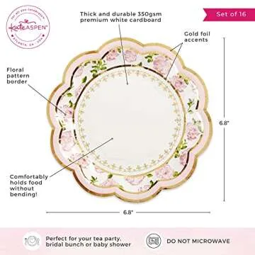 Kate Aspen Vintage Floral Tea Party Plates Set of 16