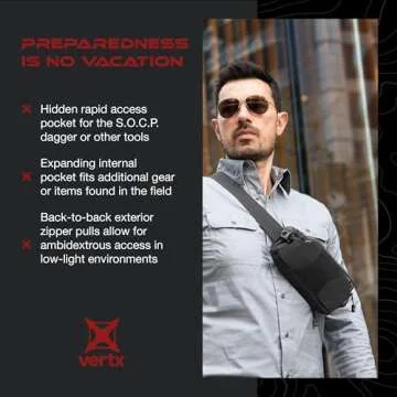 Vertx SOCP Sling Tactical Fanny Pack Waist Utility Hip Pouch Belt Bag with Adjustable Strap, Tactical Work Gear, It's Black