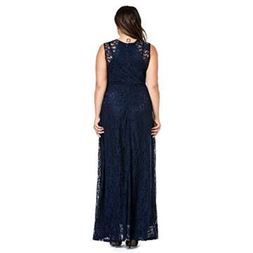 Esprlia Women's Plus Size Lace Sleeveless Evening Party Formal Maxi Dress - 4X Plus - Blue
