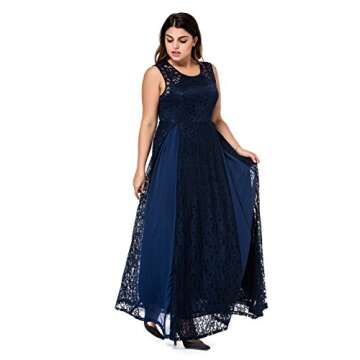 Esprlia Women's Plus Size Lace Sleeveless Evening Party Formal Maxi Dress - 4X Plus - Blue