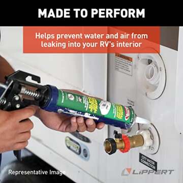 Alpha Systems 1021 Low VOC Self-Leveling Lap Sealant for 5th Wheel RVs, Travel Trailers and Motorhomes, 10.3 oz Tube, 1/4" Bead Covers 30', for RV Roofs, Vents, Antennas, Skylights - N102101TLCI