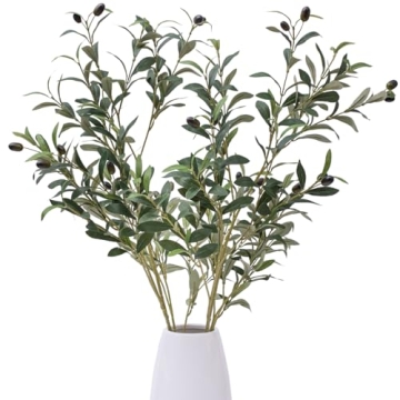 Heleze 39 Inch Artificial Olive Branch Greenery Stems Fake Plants with 222 Leaves for Vase Faux Oliv...