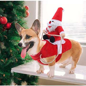 Idepet Dog Santa Claus Riding Christmas Costume Funny Pet Cowboy Rider Horse Designed Dogs Cat Cloth...