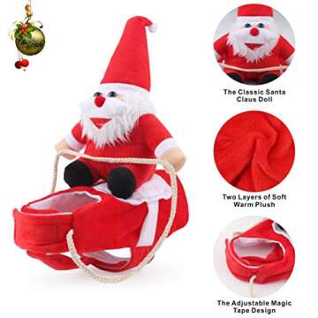 Idepet Dog Santa Claus Riding Christmas Costume Funny Pet Cowboy Rider Horse Designed Dogs Cat Clothes Apparel Party Dress up Clothing Christmas Halloween (S)