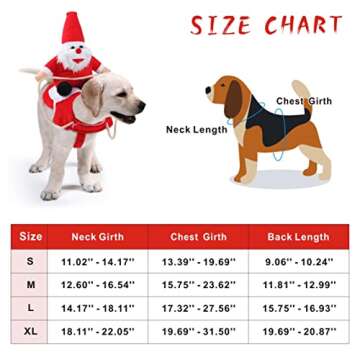 Idepet Dog Santa Claus Riding Christmas Costume Funny Pet Cowboy Rider Horse Designed Dogs Cat Clothes Apparel Party Dress up Clothing Christmas Halloween (S)