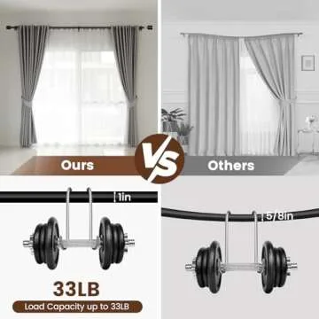 1” Diameter Curtain Rods Itself is 30 to144 inch 1 Pack Fit 30-142 inch, 66 to 120 inch Window with Heavy Duty Adjustable Rod Matte Black Curtain Splicing Metal Extra Long Curtain Rod for Windows