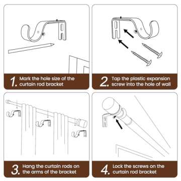 1” Diameter Curtain Rods Itself is 30 to144 inch 1 Pack Fit 30-142 inch, 66 to 120 inch Window with Heavy Duty Adjustable Rod Matte Black Curtain Splicing Metal Extra Long Curtain Rod for Windows