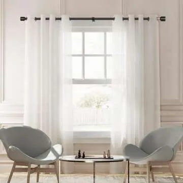 1” Diameter Curtain Rods Itself is 30 to144 inch 1 Pack Fit 30-142 inch, 66 to 120 inch Window with Heavy Duty Adjustable Rod Matte Black Curtain Splicing Metal Extra Long Curtain Rod for Windows