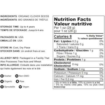 Food to Live Organic Clover Seeds - High Germination Sprouts