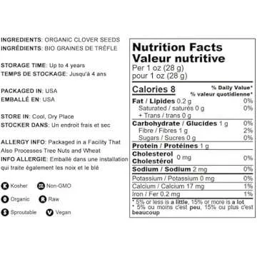 Food to Live Organic Clover Seeds - High Germination Sprouts