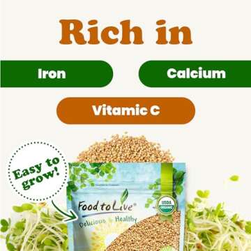 Food to Live Organic Clover Seeds - High Germination Sprouts